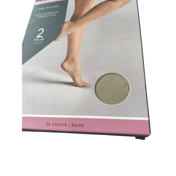 Silk Impressions Pantyhose Size Large Medium Support Sheer 30 Denier 2 Pairs NEW - Picture 2 of 6